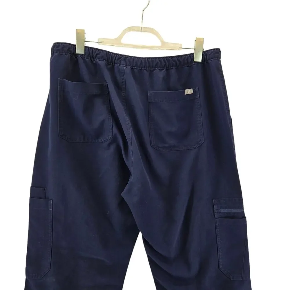 Figs Scrub Pants‎ Mens XL Tall Cairo Cargo Navy Blue Medical Dental Comfort